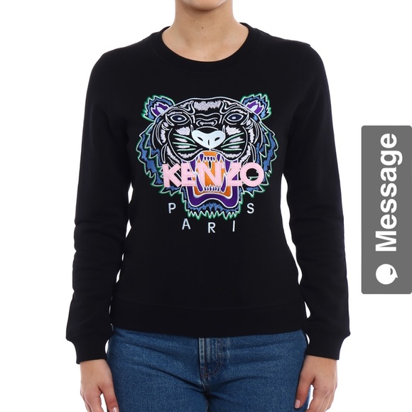 KENZO Embroidered Tiger black sweatshirt - Picture 1 of 10